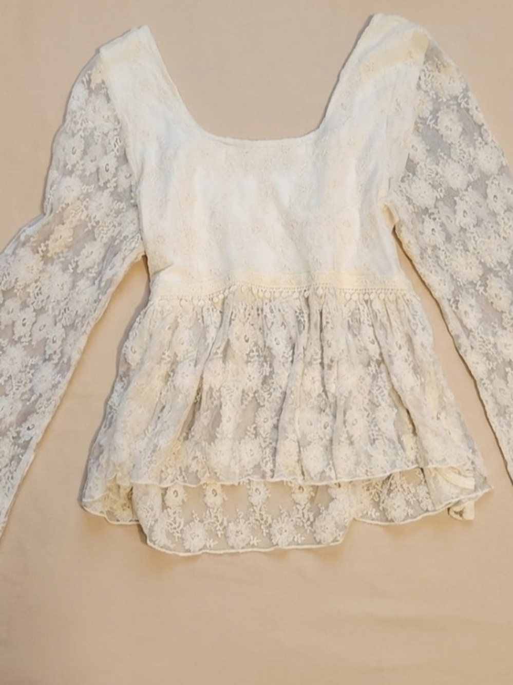Cider Ivory Lace Peplum Blouse